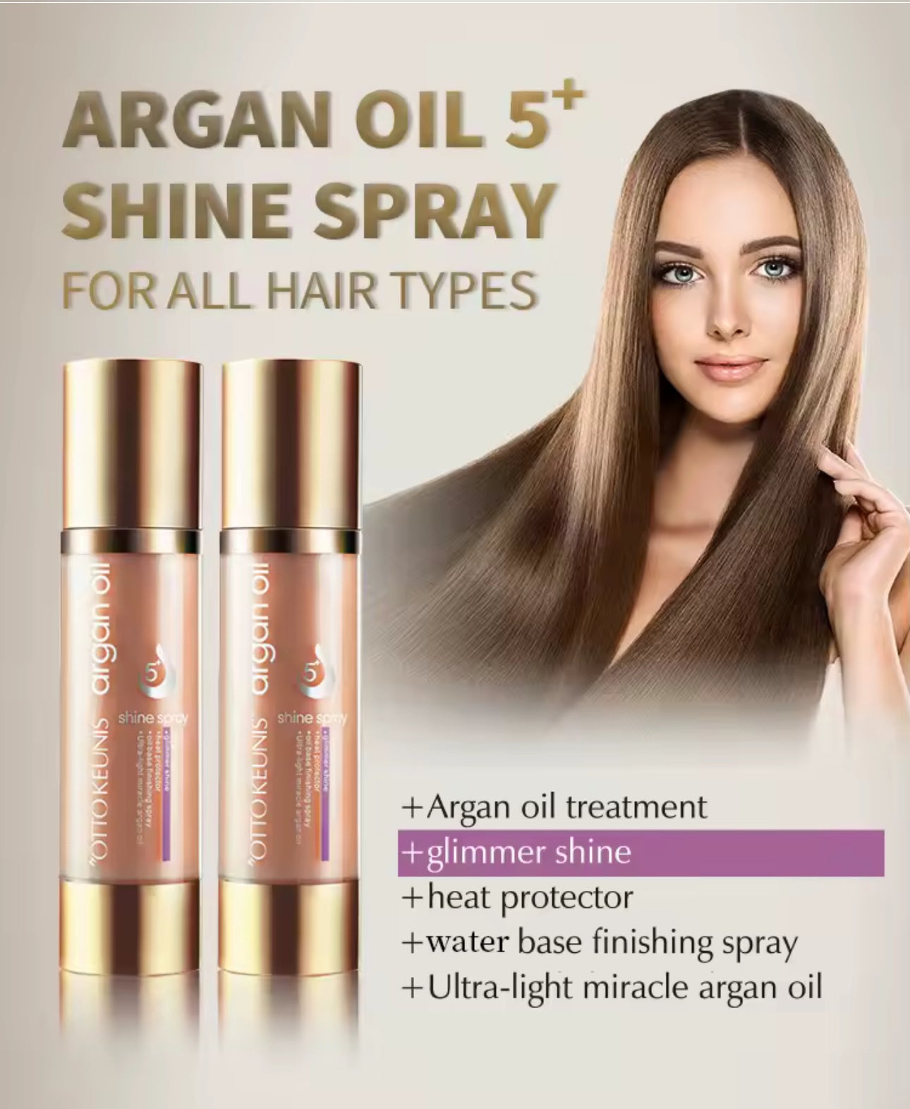 April Beauty Argan Hair Spray. Oil-based shine + heat protection.